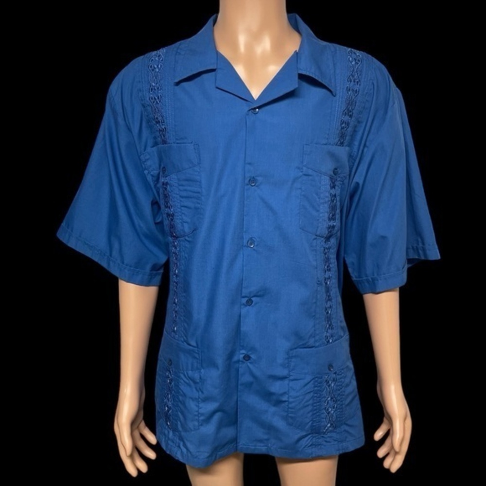 Maximos USA Yucatan by R+B Mens Blue 4XL 4 Pocket Short Sleeve Embroidered Shirt